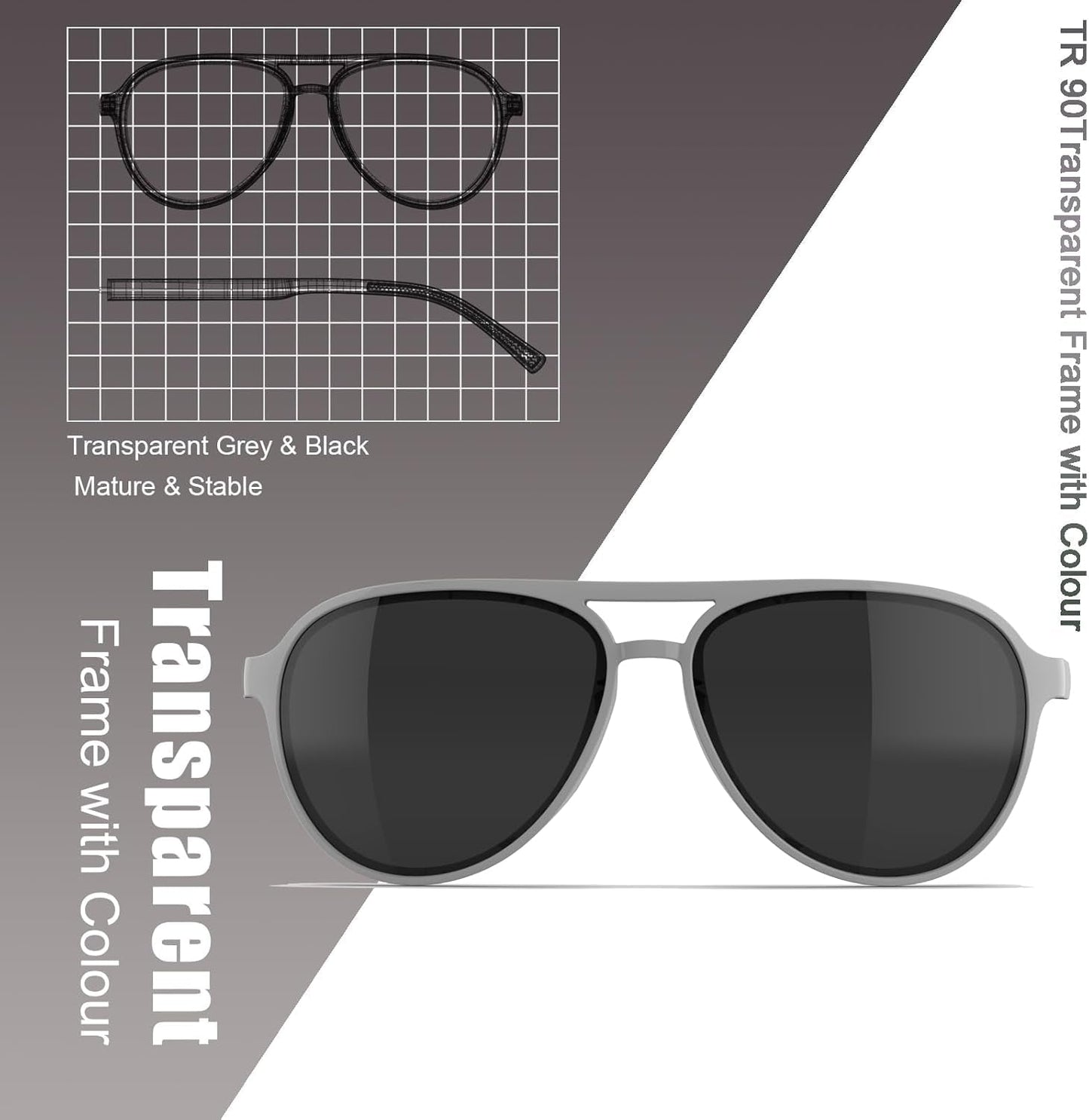 Lightweight TAC Polarized Tinted Classic Vintage Retro 70S Sunglasses, TR-90 Frame for Women Men, UV 400 Protection