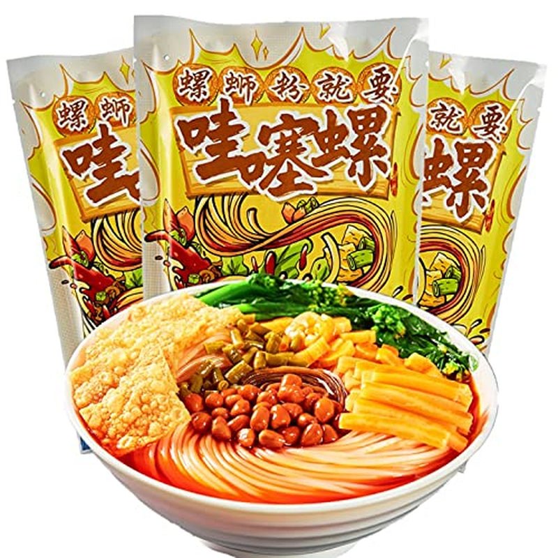 Liuzhou Rice Noodles, Rice Noodles, Noodles, ,Hot and Sour Noodles, Hot and Spicy Rice Noodles, Instant Noodles, Guangxi Specialty，Chinese Food ，Guangxi Snacks，Vegetarianism (3 Bag) - WORLD TIME VISITS