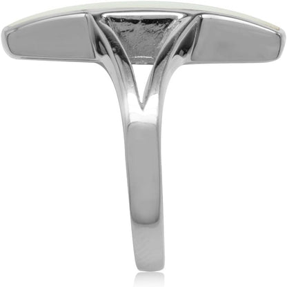 Long Bar Linear Inlay White Gold Plated or Yellow Gold Plated 925 Sterling Silver Modern Style Ring Jewelry for Women