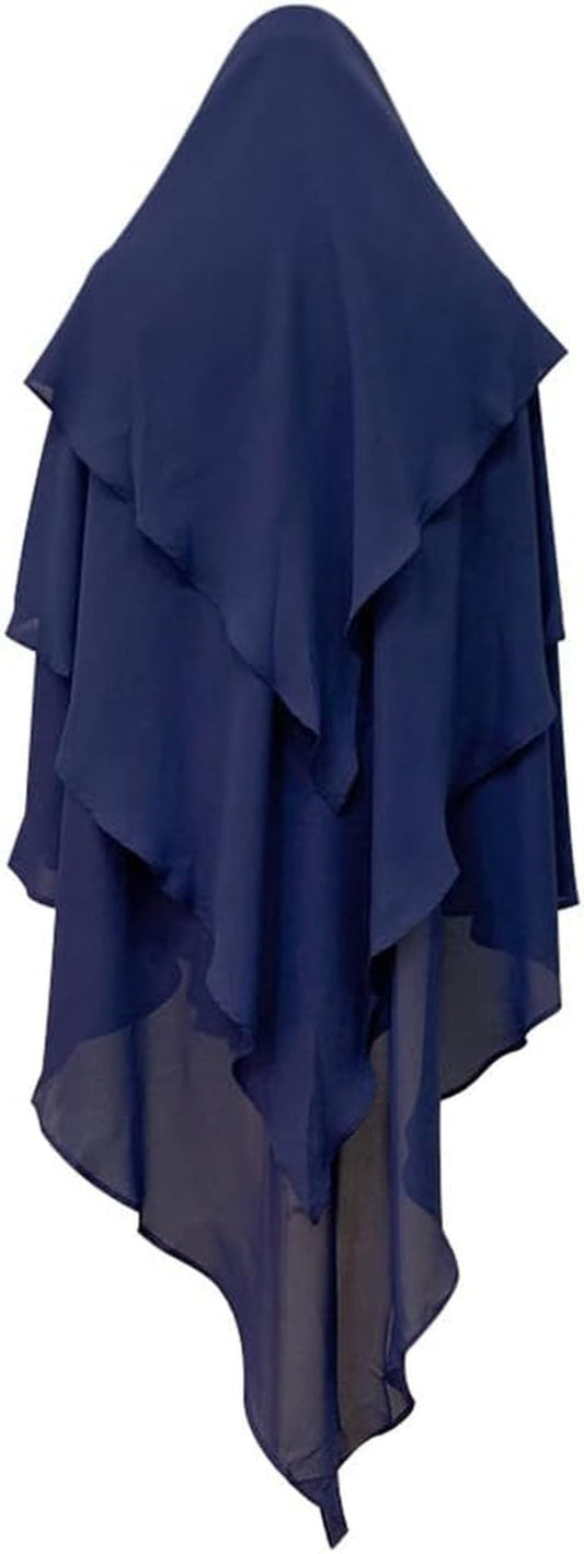 Long Khimar Hijab Scarf Wrap 3 Layer Abaya Jilbab Muslim Islam Women Niqab Jilbab Ramadan Eid Prayer Garment - WORLD TIME VISITS