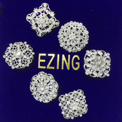 Lot 24Pc Shining Rhinestone Crystal Brooches Pins DIY Wedding Bouquet Kit