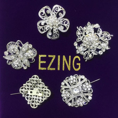 Lot 24Pc Shining Rhinestone Crystal Brooches Pins DIY Wedding Bouquet Kit