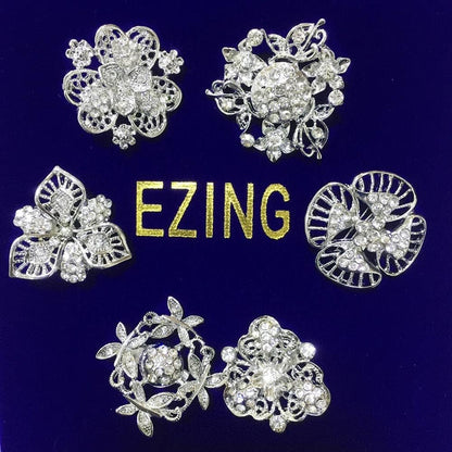 Lot 24Pc Shining Rhinestone Crystal Brooches Pins DIY Wedding Bouquet Kit