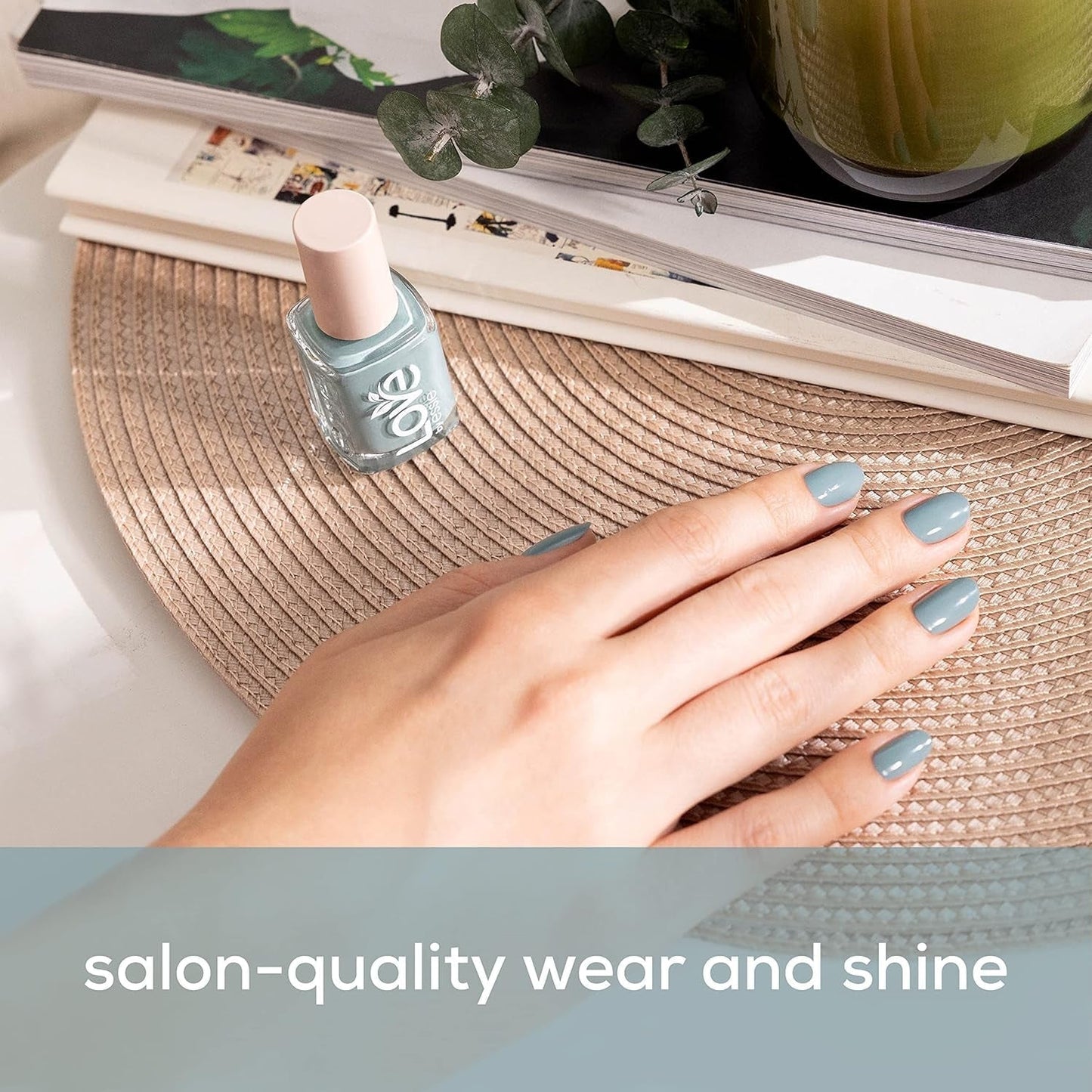 LOVE by  Nail Care, 85% Plant-Based, Salon-Quality, Base and Top Coat, 0.46 Fl Oz
