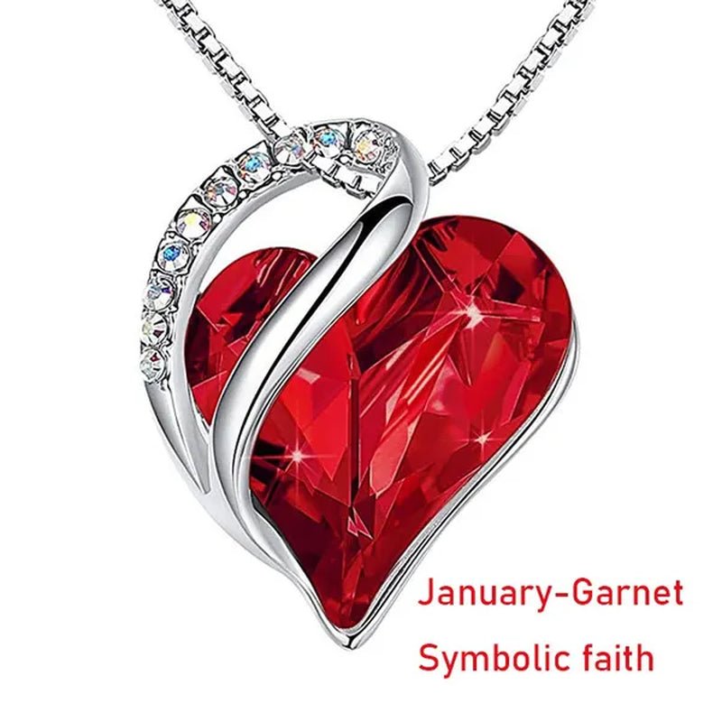 Love Heart Crystals Pendant Necklace January To December Birthstone Jewelry for Woman Blue Crystal Choker Necklace for Bridal Wedding Necklace Valentine's Day Mother's Day Wife's Anniversary Gift - WORLD TIME VISITS