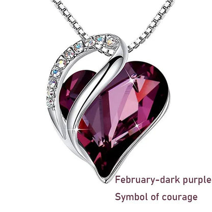 Love Heart Crystals Pendant Necklace January To December Birthstone Jewelry for Woman Blue Crystal Choker Necklace for Bridal Wedding Necklace Valentine's Day Mother's Day Wife's Anniversary Gift - WORLD TIME VISITS