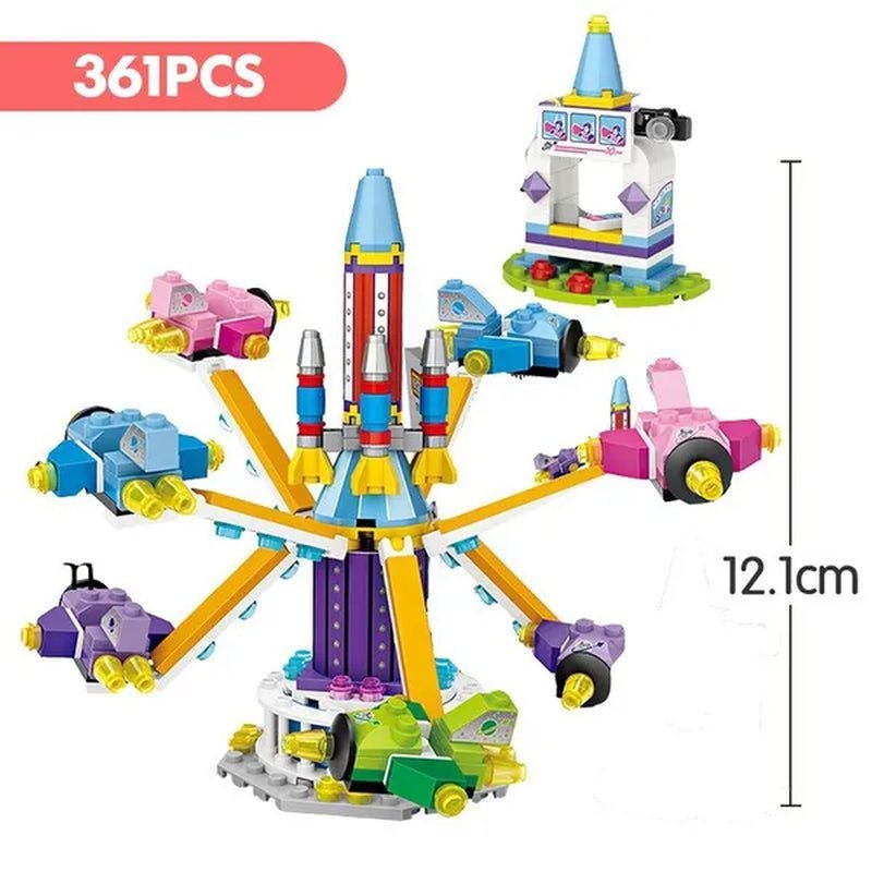 Loz Amusement Park Food Truck Merry-Go-Round Ferris Wheel Mini House Diamond Mini Building Block Cute Toys for Kids and Girls