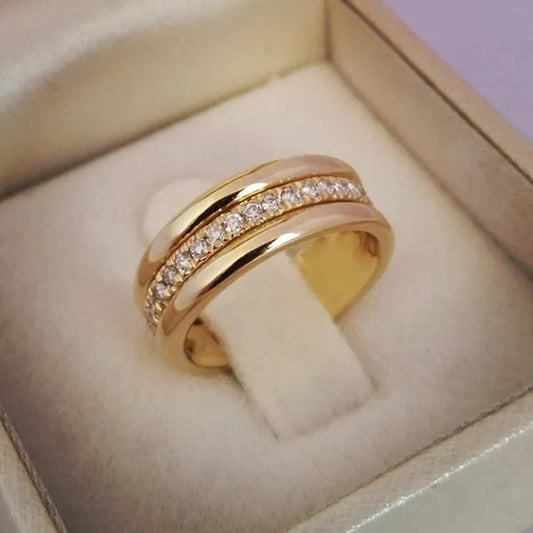 Luxurious Fashion Accessory for Women Gold Color Ring Elegant Woman Engagement Party Exquisite Jewelry Girl'S Birthday Zircon Gift Beautiful Bride Wedding Accessories Promise Rings Size 5 - 13 - WORLD TIME VISITS