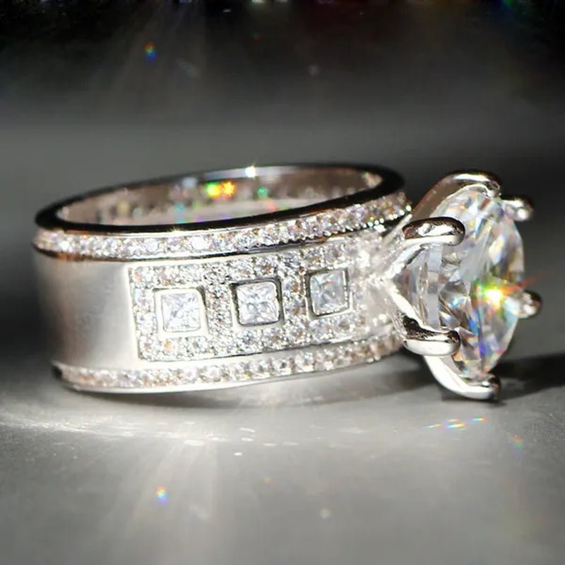 Luxurious Silver Natural Gemstones White Sapphire Wedding Birthstone Bride Flower Engagement Ellipse Drop Ring Jewelry Size 6 7 8 9 10 - WORLD TIME VISITS