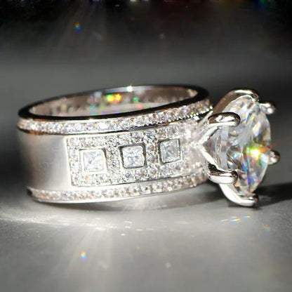 Luxurious Silver Natural Gemstones White Sapphire Wedding Birthstone Bride Flower Engagement Ellipse Drop Ring Jewelry Size 6 7 8 9 10 - WORLD TIME VISITS