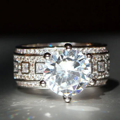 Luxurious  Silver Natural Gemstones White Sapphire Wedding Birthstone Bride Flower Engagement Ellipse Drop Ring Jewelry Size 6 7 8 9 10