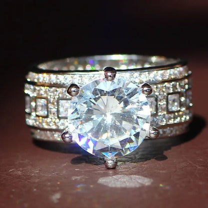 Luxurious  Silver Natural Gemstones White Sapphire Wedding Birthstone Bride Flower Engagement Ellipse Drop Ring Jewelry Size 6 7 8 9 10