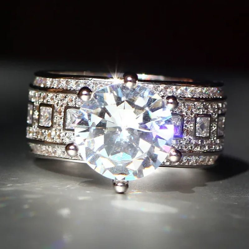 Luxurious  Silver Natural Gemstones White Sapphire Wedding Birthstone Bride Flower Engagement Ellipse Drop Ring Jewelry Size 6 7 8 9 10