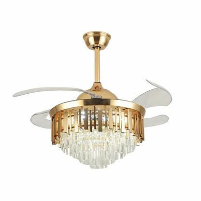 Luxury 42" Crystal Chandelier Modern Ceiling Fan Light Lamp CCT Dimmable Remote