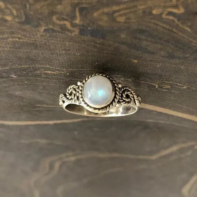 Luxury Fashion 925 Sterling Silver Brilliant Natural Rainbow Moonstone Gemstone Diamond Ring Wedding Band Engagement Party Christmas Gift Ring Size 4-12 Anillos