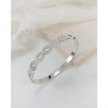 Luxury Fashion Hollow Out Love Infinite Sign Bracelet Inlay Cubic Zirconia for Women Girls Titanium Steel Zircon CZ Stone Infinity Bracelet Silver / Gold