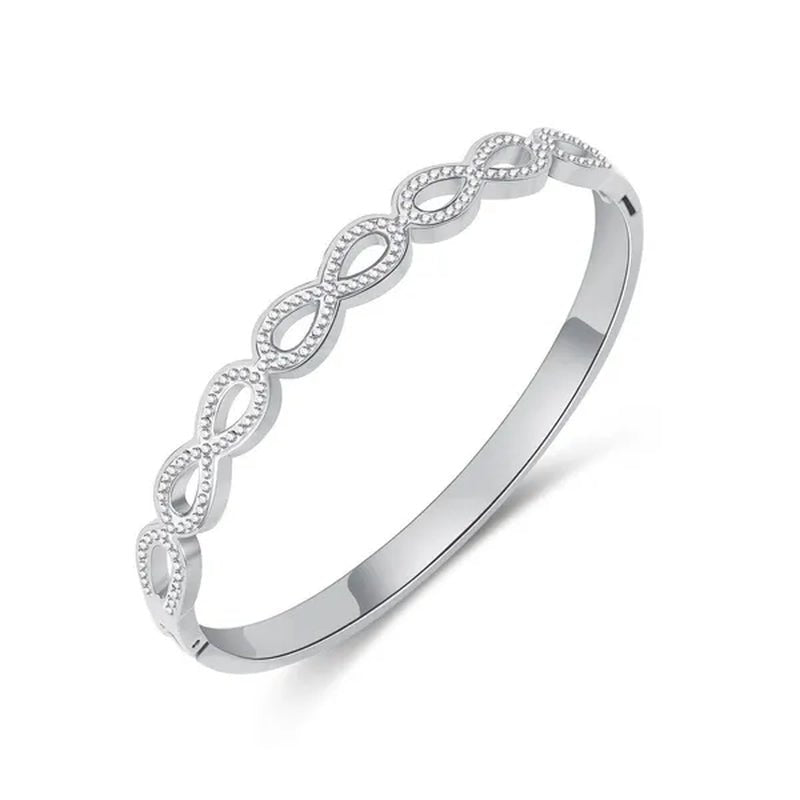Luxury Fashion Hollow Out Love Infinite Sign Bracelet Inlay Cubic Zirconia for Women Girls Titanium Steel Zircon CZ Stone Infinity Bracelet Silver / Gold - WORLD TIME VISITS