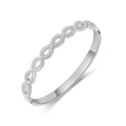 Luxury Fashion Hollow Out Love Infinite Sign Bracelet Inlay Cubic Zirconia for Women Girls Titanium Steel Zircon CZ Stone Infinity Bracelet Silver / Gold - WORLD TIME VISITS