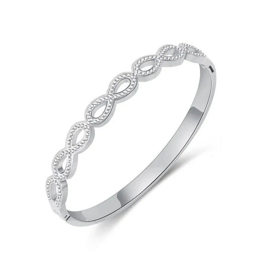 Luxury Fashion Hollow Out Love Infinite Sign Bracelet Inlay Cubic Zirconia for Women Girls Titanium Steel Zircon CZ Stone Infinity Bracelet Silver / Gold - WORLD TIME VISITS