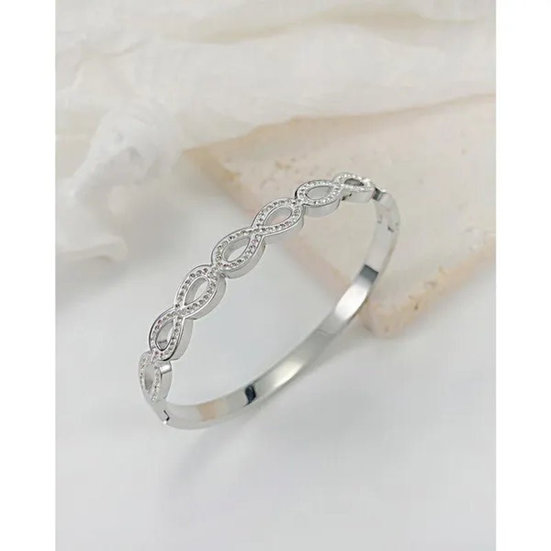 Luxury Fashion Hollow Out Love Infinite Sign Bracelet Inlay Cubic Zirconia for Women Girls Titanium Steel Zircon CZ Stone Infinity Bracelet Silver / Gold