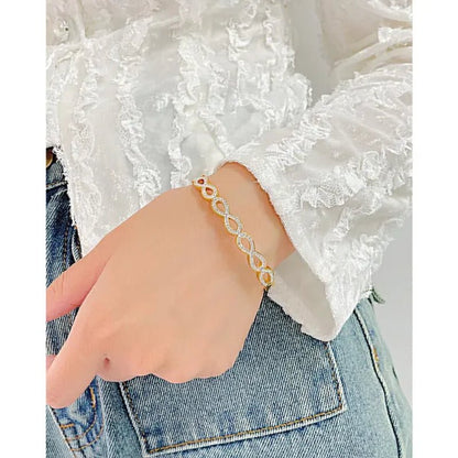 Luxury Fashion Hollow Out Love Infinite Sign Bracelet Inlay Cubic Zirconia for Women Girls Titanium Steel Zircon CZ Stone Infinity Bracelet Silver / Gold - WORLD TIME VISITS