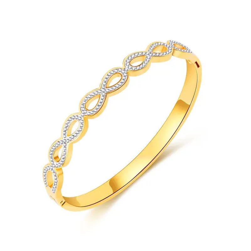 Luxury Fashion Hollow Out Love Infinite Sign Bracelet Inlay Cubic Zirconia for Women Girls Titanium Steel Zircon CZ Stone Infinity Bracelet Silver / Gold - WORLD TIME VISITS