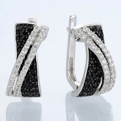 Luxury Fashion Women's Creative Cross Earrings Infinite Diamond Earrings Black and White Diamond Earrings Infinite Cross Earrings Engagement Earrings Women's Diamond Jewelry Birthday Anniversary Gift Jewelry