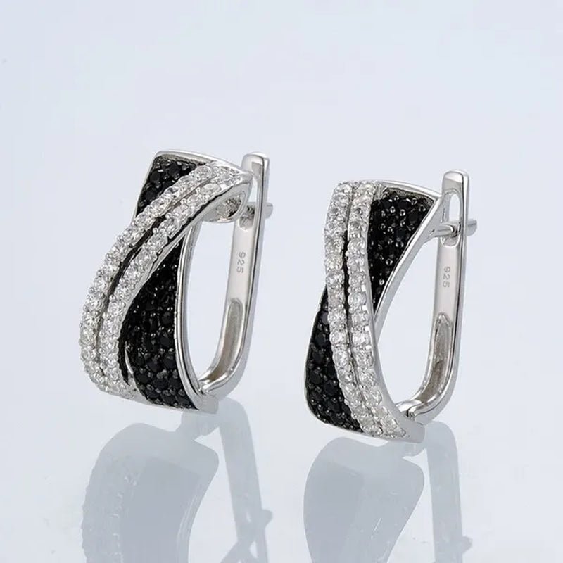 Luxury Fashion Women's Creative Cross Earrings Infinite Diamond Earrings Black and White Diamond Earrings Infinite Cross Earrings Engagement Earrings Women's Diamond Jewelry Birthday Anniversary Gift Jewelry