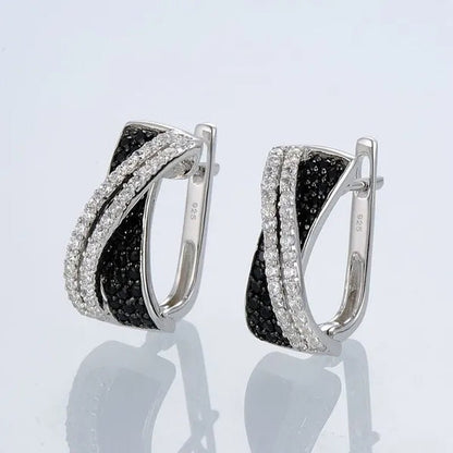 Luxury Fashion Women's Creative Cross Earrings Infinite Diamond Earrings Black and White Diamond Earrings Infinite Cross Earrings Engagement Earrings Women's Diamond Jewelry Birthday Anniversary Gift Jewelry
