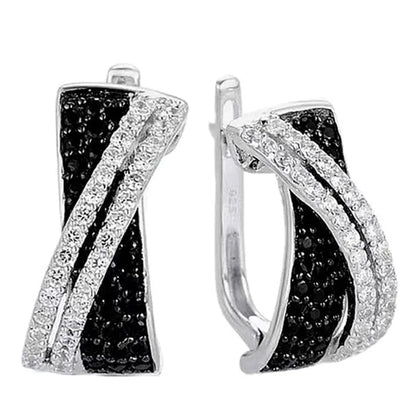 Luxury Fashion Women's Creative Cross Earrings Infinite Diamond Earrings Black and White Diamond Earrings Infinite Cross Earrings Engagement Earrings Women's Diamond Jewelry Birthday Anniversary Gift Jewelry