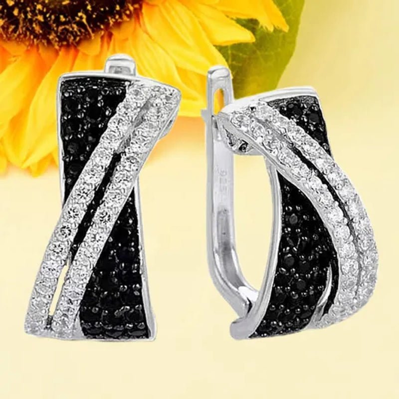 Luxury Fashion Women's Creative Cross Earrings Infinite Diamond Earrings Black and White Diamond Earrings Infinite Cross Earrings Engagement Earrings Women's Diamond Jewelry Birthday Anniversary Gift Jewelry