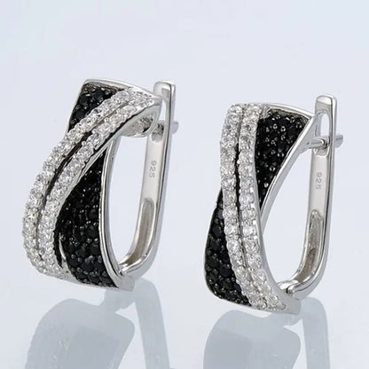 Luxury Fashion Women's Creative Cross Earrings Infinite Diamond Earrings Black and White Diamond Earrings Infinite Cross Earrings Engagement Earrings Women's Diamond Jewelry Birthday Anniversary Gift Jewelry - WORLD TIME VISITS