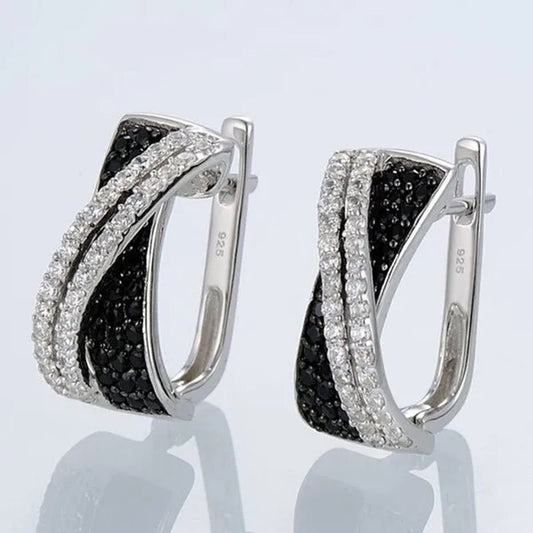 Luxury Fashion Women's Creative Cross Earrings Infinite Diamond Earrings Black and White Diamond Earrings Infinite Cross Earrings Engagement Earrings Women's Diamond Jewelry Birthday Anniversary Gift Jewelry - WORLD TIME VISITS
