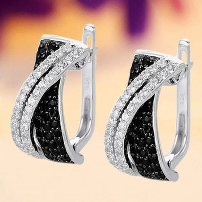 Luxury Fashion Women's Creative Cross Earrings Infinite Diamond Earrings Black and White Diamond Earrings Infinite Cross Earrings Engagement Earrings Women's Diamond Jewelry Birthday Anniversary Gift Jewelry