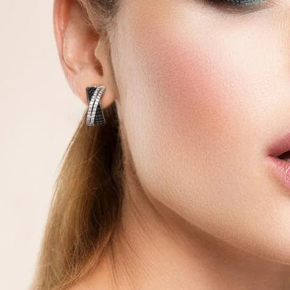 Luxury Fashion Women's Creative Cross Earrings Infinite Diamond Earrings Black and White Diamond Earrings Infinite Cross Earrings Engagement Earrings Women's Diamond Jewelry Birthday Anniversary Gift Jewelry