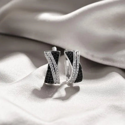Luxury Fashion Women's Creative Cross Earrings Infinite Diamond Earrings Black and White Diamond Earrings Infinite Cross Earrings Engagement Earrings Women's Diamond Jewelry Birthday Anniversary Gift Jewelry - WORLD TIME VISITS