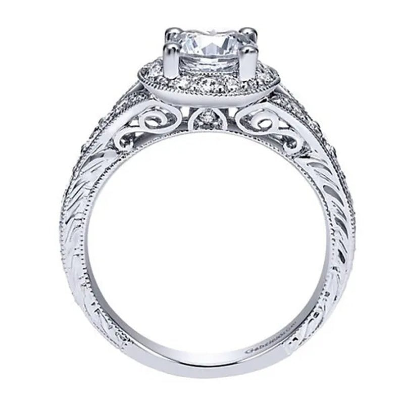 Luxury Female 2ct Diamond Solitaire Ring S925 Original Silver Flower Vine Micro Paved Moissanite Wedding Ring Promise Engagement Rings