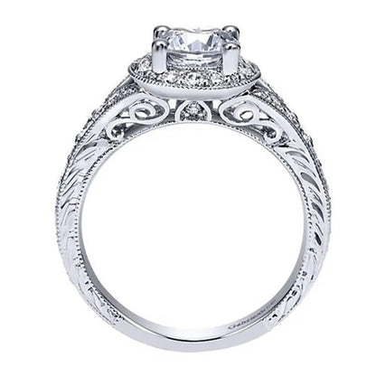 Luxury Female 2ct Diamond Solitaire Ring S925 Original Silver Flower Vine Micro Paved Moissanite Wedding Ring Promise Engagement Rings