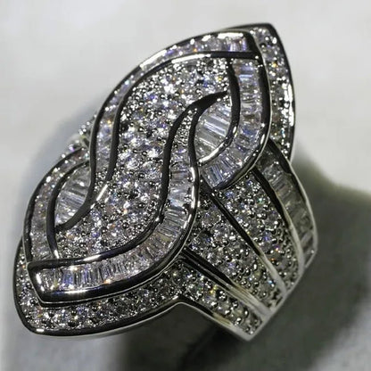 Luxury Genuine White Sapphire S Wedding Engagement Ring Party Jewelry Gifts - WORLD TIME VISITS