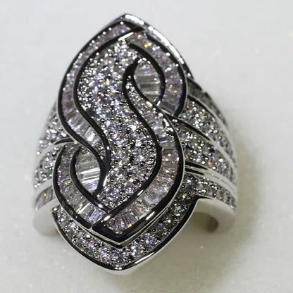 Luxury Genuine White Sapphire S Wedding Engagement Ring Party Jewelry Gifts