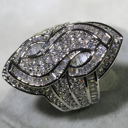 Luxury Genuine White Sapphire S Wedding Engagement Ring Party Jewelry Gifts - WORLD TIME VISITS