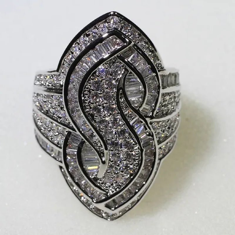 Luxury Genuine White Sapphire S Wedding Engagement Ring Party Jewelry Gifts
