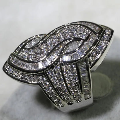 Luxury Genuine White Sapphire S Wedding Engagement Ring Party Jewelry Gifts
