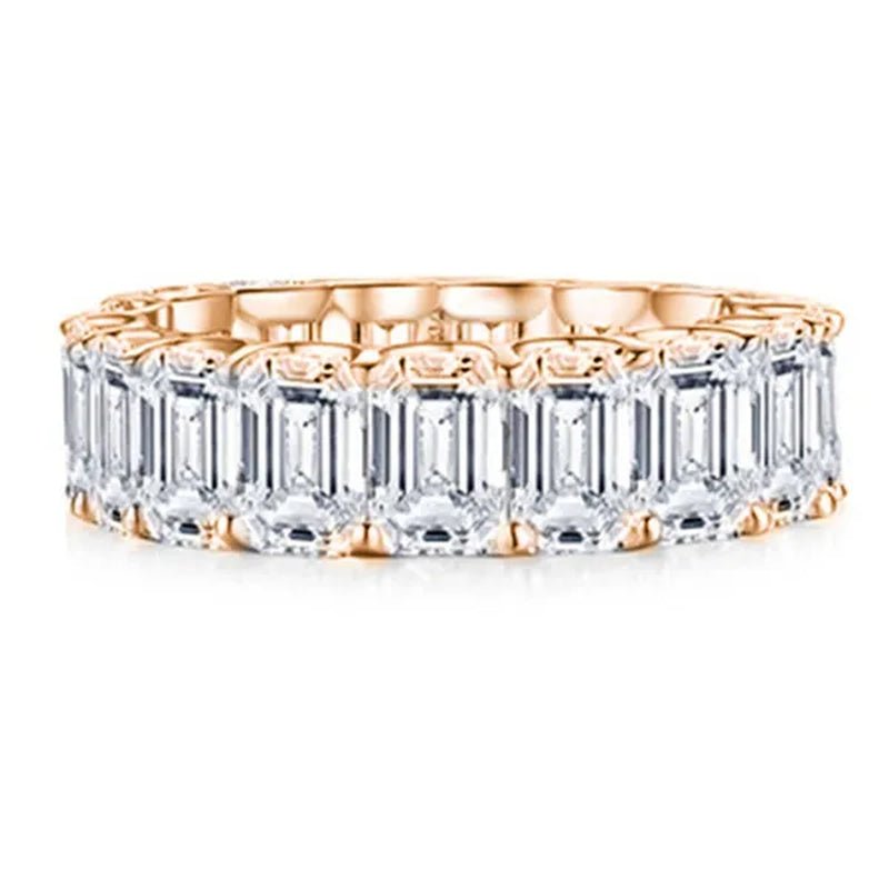 Luxury Jewelry Dainty 925 Sterling Silver White Sapphire Ring Full Eternity Diamond Wedding Band Elegant Female Bride Proposal Engagement Anniversary Party Gift Stackable Rings 4-12 Bague Femme