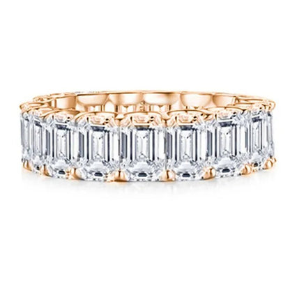 Luxury Jewelry Dainty 925 Sterling Silver White Sapphire Ring Full Eternity Diamond Wedding Band Elegant Female Bride Proposal Engagement Anniversary Party Gift Stackable Rings 4-12 Bague Femme