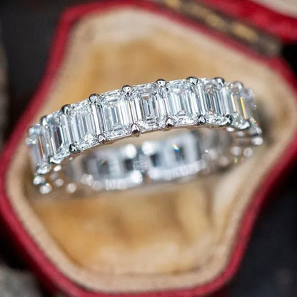 Luxury Jewelry Dainty 925 Sterling Silver White Sapphire Ring Full Eternity Diamond Wedding Band Elegant Female Bride Proposal Engagement Anniversary Party Gift Stackable Rings 4 - 12 Bague Femme - WORLD TIME VISITS