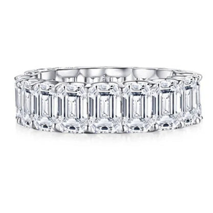 Luxury Jewelry Dainty 925 Sterling Silver White Sapphire Ring Full Eternity Diamond Wedding Band Elegant Female Bride Proposal Engagement Anniversary Party Gift Stackable Rings 4-12 Bague Femme
