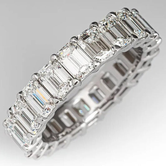 Luxury Jewelry Dainty 925 Sterling Silver White Sapphire Ring Full Eternity Diamond Wedding Band Elegant Female Bride Proposal Engagement Anniversary Party Gift Stackable Rings 4 - 12 Bague Femme - WORLD TIME VISITS