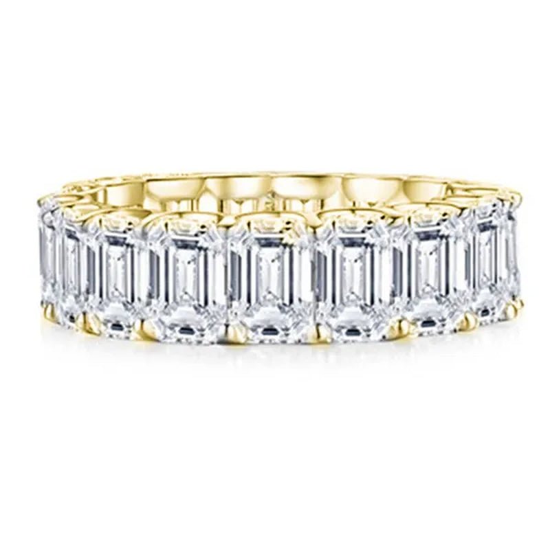 Luxury Jewelry Dainty 925 Sterling Silver White Sapphire Ring Full Eternity Diamond Wedding Band Elegant Female Bride Proposal Engagement Anniversary Party Gift Stackable Rings 4-12 Bague Femme