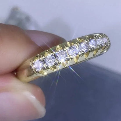 Luxury silver /18K Gold Ring 925 Sterling Silver Womens Ring White Sapphire Wedding Band Engagement Diamond Ring Fine Jewelry Christmas Gift Size:6 7 8 9 10 - WORLD TIME VISITS